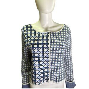 Zac Posen Printed Evening Jacket Snap Closure Navy/White Size XL MSRP $590 NWT